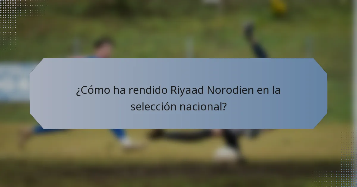 ¿Cómo ha rendido Riyaad Norodien en la selección nacional?