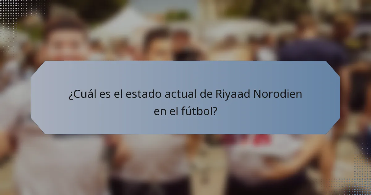 ¿Cuál es el estado actual de Riyaad Norodien en el fútbol?