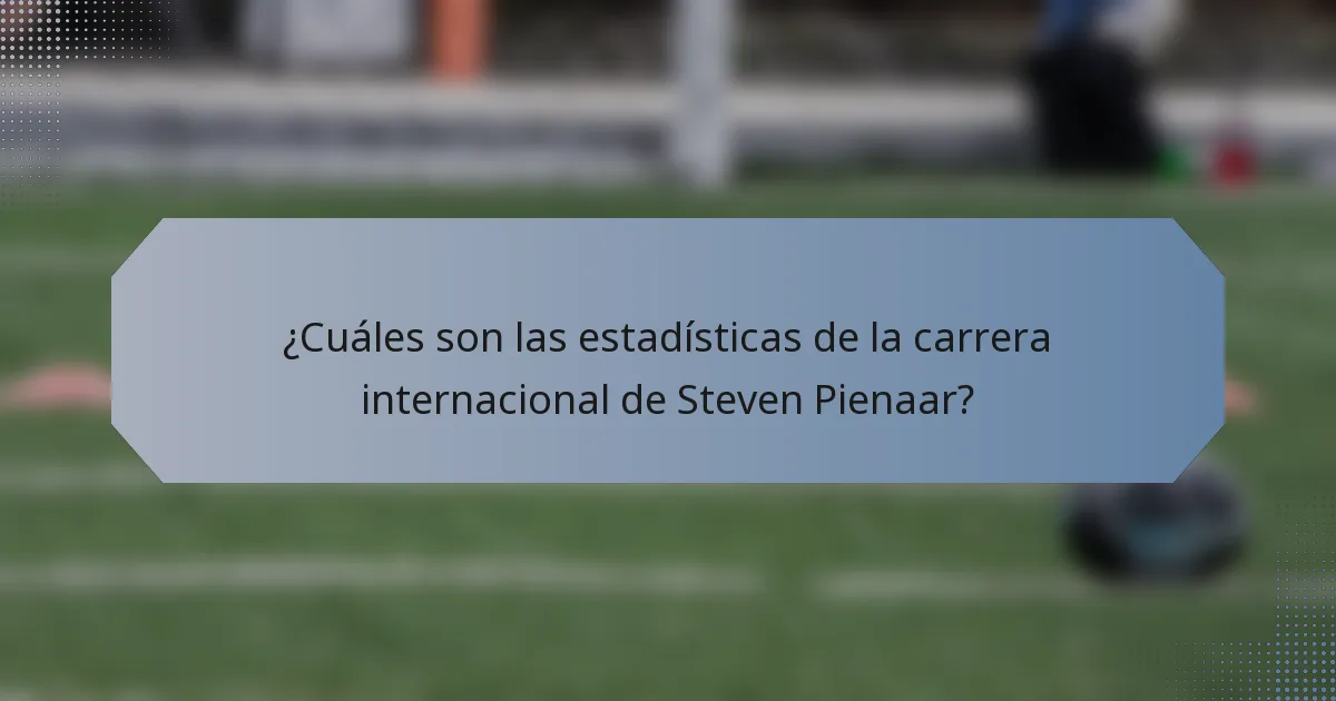 ¿Cuáles son las estadísticas de la carrera internacional de Steven Pienaar?