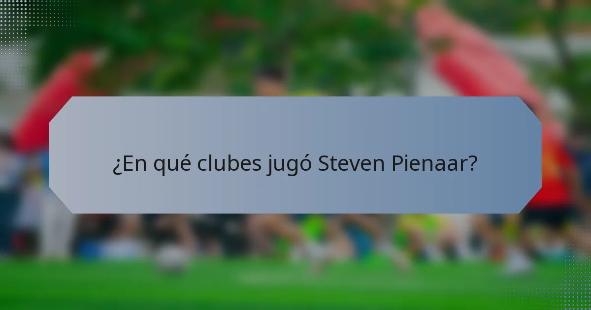 ¿En qué clubes jugó Steven Pienaar?