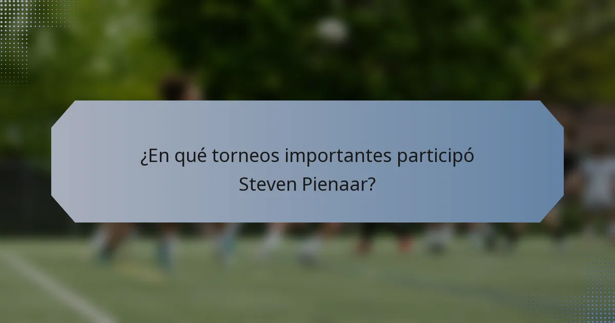 ¿En qué torneos importantes participó Steven Pienaar?