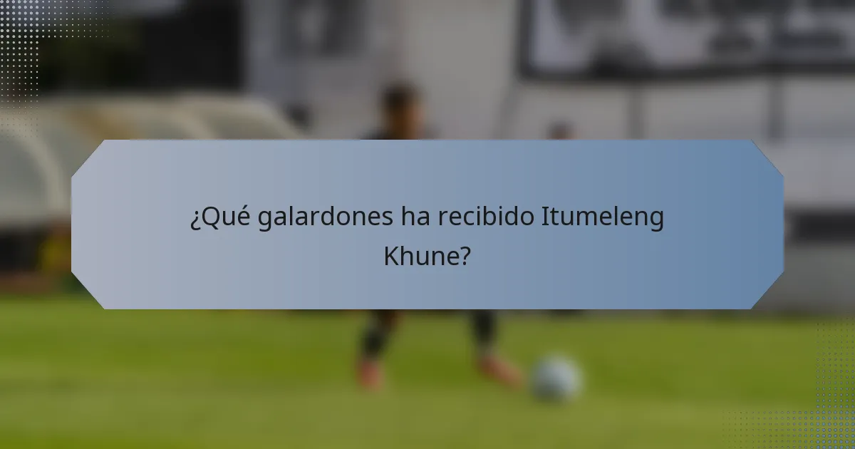 ¿Qué galardones ha recibido Itumeleng Khune?
