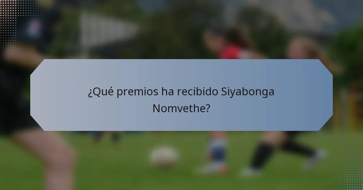 ¿Qué premios ha recibido Siyabonga Nomvethe?